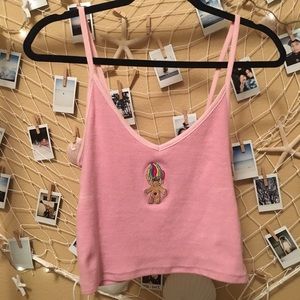 Cute Little Cropped Pink Troll Top